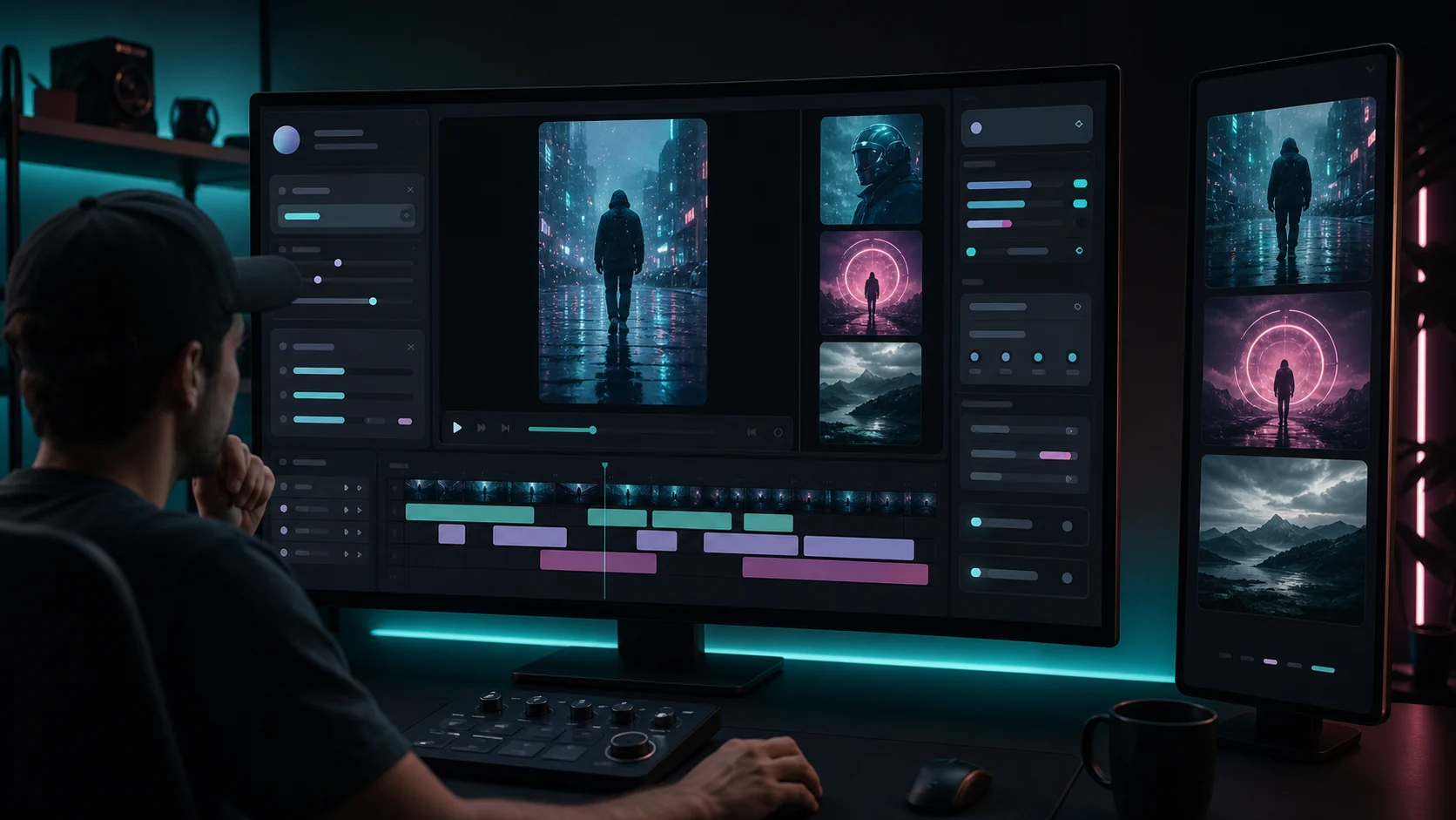 NinjaReels AI faceless reel package preview with script, visuals, captions, and platform copy